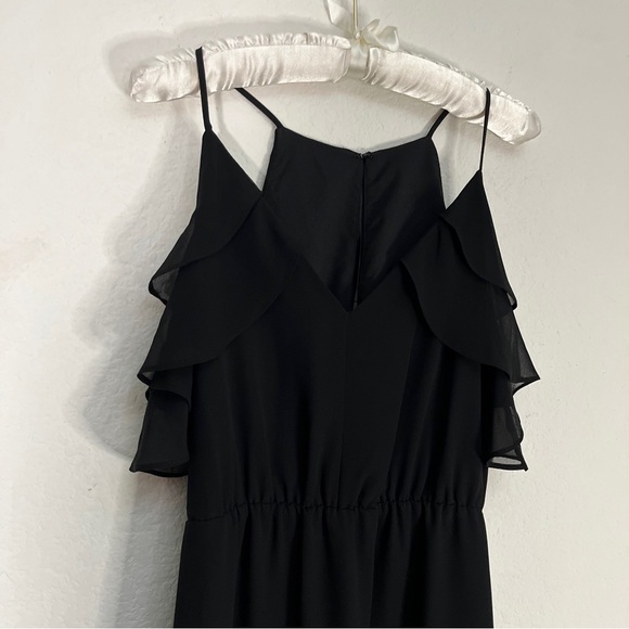 BCBGeneration Black Maxi Dress Chiffon Ruffle Spaghetti Strap Bridesmaid Sz XS - Picture 8 of 14